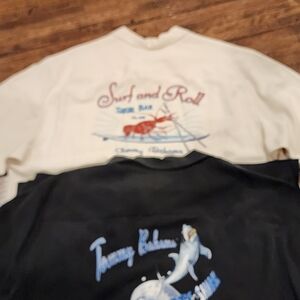 Tommy Bahama Cream and Black Surf and Roll Shirts